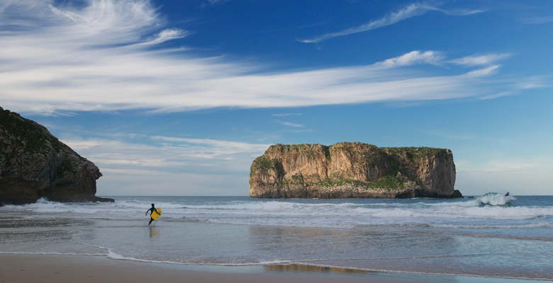 Practicando surf