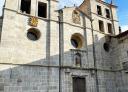Detail of the Monastery of San Salvador de Cornellana with stone façade.