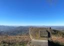 Stone sign on a lookout point with panoramic views
