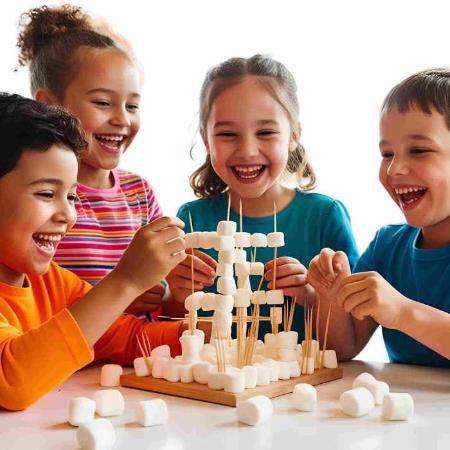 Construcciones con malvaviscos. Taller infantil en Oviedo