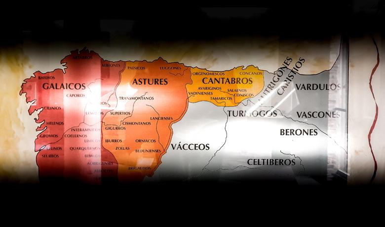 Abbildung einer Karte in der Aula Didáctica del Castro von Coaña
