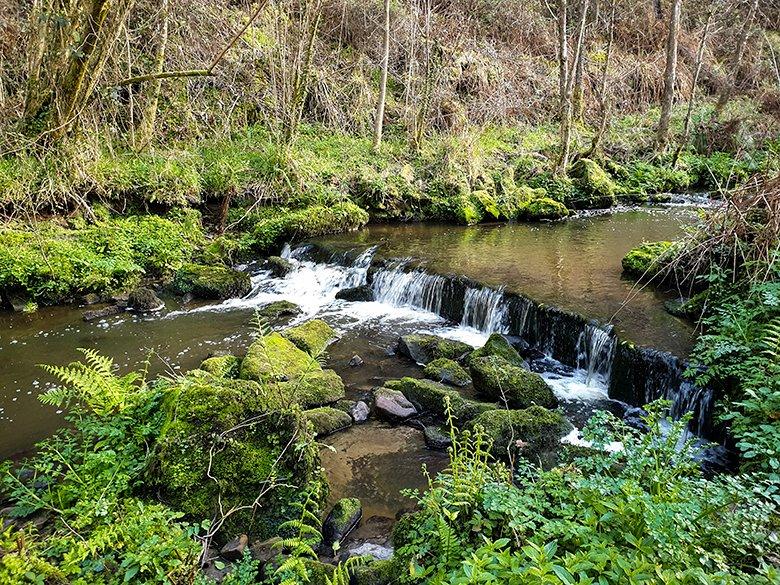 Image of the waterfall on the Ruta de los Molinos del Río Merón (Merón River Mills Route)