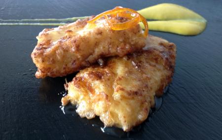 Fried milk, corn and orange