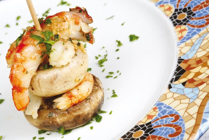 Go to Image Grilled mushrooms with prawns