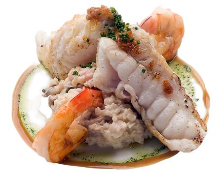 Imagen Fillets of 'Pixin' with Mushroom and Prawn Risotto